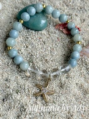 SEASIDE + AQUAMARINE ROCK CRYSTAL and Gold Bracelet